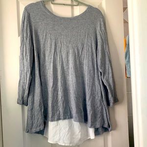Loft XL high/low mixed media top